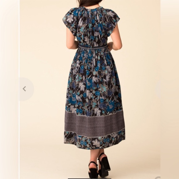 ULLA JOHNSON Lottie Pleated Floral Midi Dress Sz M/8 - Picture 3 of 5